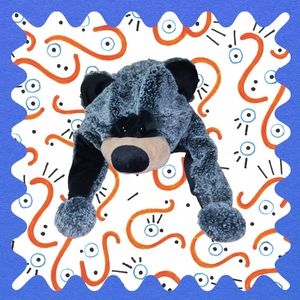 Dollibu Black Bear Plush hat, adult